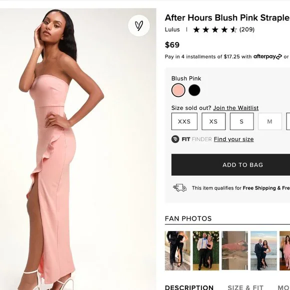 strapless open back dress Merlo Light Pink Strapless Formal Maxi Dress - US 6 main image 0